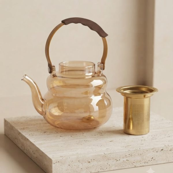 Borosilicate Glass Tea Kettle with Infuser(1280ML) - Gas Stove Safe