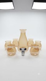 Amber Glass Carafe Set with 6 Glasses