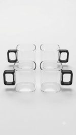 5 Pcs Nordic Glass Juice Set with Gold Lid - Pitcher + 4 Mugs - Image 5