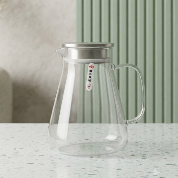 Large Conical Glass Jug with SS Infuser Lid - 1.9L