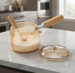 Amber Glass Saucepan with Wooden Handle & Glass Lid - Image 2