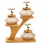 3-Tier Luxury Glass Jar Set with Wooden Tree Display Stand - Image 2