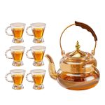 Glass Teapot Set with 6 Pearl Cups - Luxury Kahwa Set - Image 5